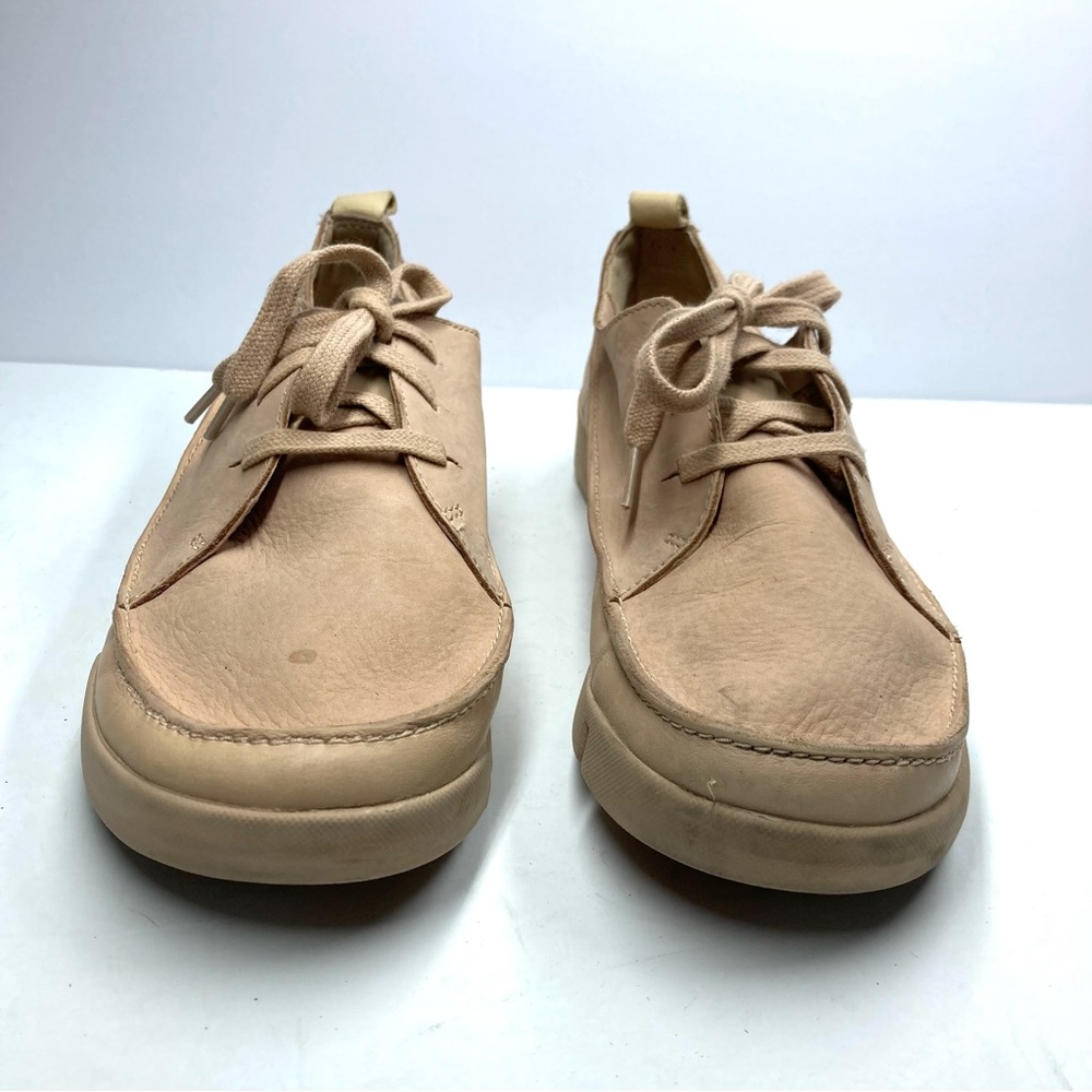 Clarks Women's Trigenic Leather Sneakers Shoes 8.5 M Flex Nude Nubuck Casual - Picture 9 of 15